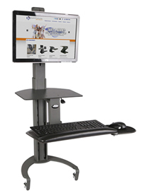 Single monitor sit stand keyboard platform