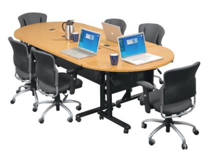 Oval Conference Table Configured from Individual Modular Conference Tables