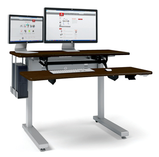 AnthroCart Elevate II Adjusta Goes from Sit to Stand-Up Computer Desk with Push Button Ease
