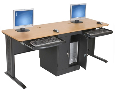 Computer Training Tables in Single or Dual Sizes with Matching Instructor Lecterns