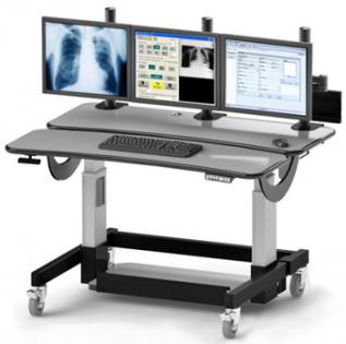 Radiology Furniture: Height Adjustable, Bi-Level Radiology Workstation